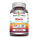 Amazing Formulas Niacin Supplement | 500 Mg Per Serving | 180 Capsules | Non-GMO | Gluten-Free | Made in USA