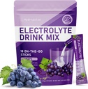 Electrolytes Powder Packets - Sugar Free, Naturally Flavored, 10 Electrolyte & Vitamins Electrolyte Drink Mix - Grape Flavors, Keto Friendly, Vegan, Non- GMO, 18 Packets