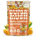 SuperMush Daily Creatine Gummies - Strength & Recovery - 60 Count | Creatine Monohydrate With Cordyceps Mushroom Extract Supports Strength, Focus & Recovery, Sugar-Free, Vegan Formula
