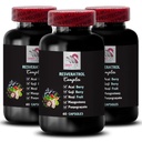 Berry Benefits - RESVERATROL COMLEX - Daily Antioxidants, Acai Berry Strength, Elderberry Boost, Grape Skin Boost, Pomegranate Energy, Goji Berry Power, Hydration Factor 3 Bottles 180 Capsules