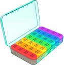 Daviky Pill Organizer 4 Times a Day, Weekly Pill Box Travel Pill Case, Daily Medicine Organizer 7 Day, Large Pill Container Holder to Hold Vitamins, Pills, Supplements (Cyan)