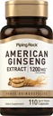 Piping Rock American Ginseng Capsules | 1200 mg | 110 Pills | Root Extract Supplement | Panax Quinquefolius | Non-GMO, Gluten Free