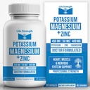Life Strength Magnesium Potassium Supplements Zinc 90 Capsules for Vascular Health High Absorption Vegan, Natural Ingredients Supplement for Leg Cramps and Sleep