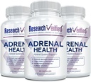 Research Verified Adrenal Support - 180 Capsules - Support Adrenal Gland Function, Boost Energy, Balance Cortisol - Mushrooms, B Vitamins, Bioflavonoids, BioPerine