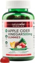 NatureWise Apple Cider Vinegar Gummies - 1000mg ACV per 2 + Vitamin B12 - Pectin Based Vegan, Gluten-Free, Non-GMO - 60 Count[30-Day Supply for 1000mg or 2-Month Supply for 500mg]