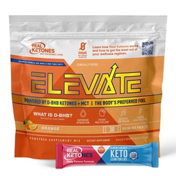 Real Ketones MCT & BHB Exogenous Ketones Drink Mix Packets Elevate Keto Electrolytes Powder Packets No Sugar with 4 Main Electrolytes Plus Hydrating Proprietary Keto BHB - 30 Pack Orange