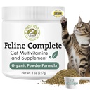 Wholistic Pet Organics Feline Complete - 8 oz - Organic Cat Multivitamin + Probiotic Supplement for Overall Health, Skin & Coat Support - Cat Vitamins for Cats Health - Kitten & Senior - 75 Scoops