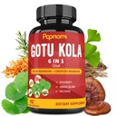 Organic Gotu Kola Extract Capsules with Reishi, Cordyceps, Rosemary, Gingko Biloba & Valerian Root - 90 Counts for 3 Months