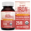 Organic Iron Supplement | Whole Food Mineral & Cofactors, 25 mg Elemental | Enhanced Absorption Plus Blood Health Vitamins – Gentle Form – Supports Healthy Levels & Blood Health – 90 Capsules