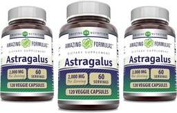Amazing Formulas Astragalus 2000 mg Per Serving Capsules Supplement | Made from Pure Astragalus Membranaceus Plant Root Extract | Non-GMO | Gluten Free (120 Count | 3 Pack)