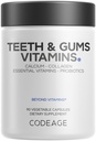 Codeage Teeth & Gums Vitamins + Oral Probiotics Supplement for Mouth - Whole Food Calcium, Collagen, Potassium, Vitamin C, D3, K2, Zinc – Oral Care & Dental Multivitamin Supplements - 90 Capsules
