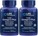 Life Extension Super Omega-3 Plus EPA/DHA Fish Oil, Sesame Lignans, Olive Extract, Krill & Astaxanthin - Heart, Brain & Joint Health Support - Gluten-Free, Non-GMO - 120 Softgels,(Pack of 2)