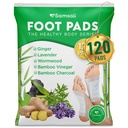 Ginger & Bamboo Vinegar Foot Pads: 120 Pack Natural Foot Pads with Bamboo Charcoal, Wormwood & Lavender for Adults and Elderly, Soothing Overnight Sleep Care