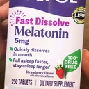 Melatonin Fast Dissolve 5mg (250 Count. - Value Pack) Strawberry Flavor Nighttime Use Chewable Tablets