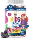 SUNNY SAM Iron Gummies for Kids & Teens - 10mg Iron Vitamins with Vitamin C - Low-Sugar Chewable Gummy Supplement for Immune Support, Supports Red Blood Cell Production for Children & Teen Girls