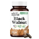 Wild & Organic Black Walnut Capsules 900 mg - Detox & Cleanse Support - Black Walnut Hull Powder Supplement - Juglans Nigra Herb - 30 Days of Supply - Vegan, No Fillers, Non-GMO - 60 Count