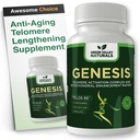 GREEN VALLEY NATURALS Genesis Telomere Length Supplement | Telos95® Astragalus Extract with CoQ10, Vitamins D3 & K2, Alpha Lipoic Acid & Grape Seed Cellular Wellness Formula | 30 Vegetarian Capsules