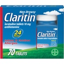 Claritin 24 Hour Non Drowsy 10 mg Allergy Relief Tablets, 70 ea (Pack of 3)