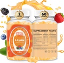 L-Lysine Gummies 1000mg - L-Lysine Supplements for Kids and Adults - Lip and Cold Sore* Support for Women - Chewable Lysine Gummies with Vitamin B12 - Vegan, Non GMO, Gluten-Free, 120 Counts