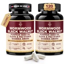 30-in-1 Wormwood Black Walnut Cleanse Capsules – Advanced Detox for Adults - Natural Gut Cleanse with Soursop, Pumpkin Seed, PAU D'Arco, Probiotic Blend,Oregano & Garlic – Vegan 120CT, 99% Absorption