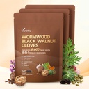 18-in-1 Black Walnut Wormwood Cleanse for Humans, 240 Day Supply, 6600mg Serving, Rapid Gut Cleanse & Digestive Health with Clove, Garlic, Turmeric, Pumpkin Seed, Oregano, Berberine & More 3 Bag
