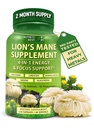 Organic Lion's Mane Supplement Capsules - Contains Naturally Occurring Beta Glucans & Polysaccharides, Enhanced with Organic Energy & Focus Support Blend: Cordyceps, Rhodiola Rosea, Ginseng, 120 Count