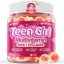 2 PACK Methylated Multivitamin Gummies for Teen Girls 12-17, Methylfolate, Iron, Collagen, D3 K2, Magnesium, Zinc, Daily Vitamins A C E, B Complex for Teenager Growth, Skin, Bone, Energy - Sugar Free