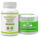 Neuro Health Nerve Support Formula with B Vitamins & Alpha Lipoic Acid & Miracle Nerve Cream for Neuropathy - Maximum Strength Turmeric & Arnica Blend for Comprehensive Neuropathy Support