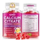 Calcium Citrate Gummies 1200mg, High Absorption Calcium Supplements for Women & Men, Sugar Free Calcium Gummies for B0ne, Muscle & Immune Support, Non-GMO, Vegan, Raspberry Flavor, 60 Count