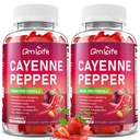 2 Pack Cayenne Pepper Beet Root Gummies, with Beetroot Garlic CoQ10 Hawthorn Berry Grape Seed Extract Olive Leaf Nattokinase Hibiscus Vitamin D Nitric Oxide, Support Overall Wellness, 120 Count