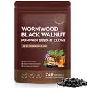 Wormwood Black Walnut Clove Pumpkin Seed Supplement, 18-in-1 Herbal Blend with Turmeric, Garlic, Oregano & Berberine, 240 Softgels