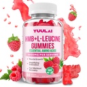 HMB and L-Leucine Gummies, 3000mg HMB and Leucine Amino Acid for Men Women, for Muscle Growth, Muscle Relief, and Fast Workout Recovery, Vegan, Raspberry Flavor, 60 Count