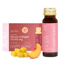 Happy Aging Marine Collagen Peptides Glow Shot 10,000mg - Liquid Collagen for Women with Liposomal Delivery - Promotes Skin Hydration, Elasticity & Radiance - Supports Hair & Nails, 10 Shots