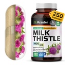 BIO KRAUTER® Milk Thistle Supplement for Liver Cleanse & Detox - Pure Vegan Milk Thistle Extract 1400 mg per Serving Сontains Silymarin - 250 Capsules, 125 Days of Supply, Non-GMO