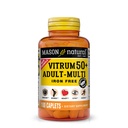 MASON NATURAL Vitrum 50 + Adult-Multi, Iron Free - Vitamins A C D E K B, Folate, Calcium, Iron, Zinc, Potassium, Magnesium, 100 Tablets