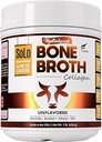 Solo Bone Broth Protein Collagen Powder Low Sodium, 16g Hydrolyzed Collagen Type I & III, for Healthy Skin, Nails, Hair, Joints & Digestion, Grass Fed, 1 lb (Canister - Net Wt. 1 lb. Powder)