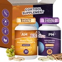 AM PM Multivitamin - Cortisol Supplements for Women and Men with L-Theanine, Ashwagandha - Rhodiola Rosea Supplement 200mg - Vitamin B Complex - Nootropics - Day and Night Vitamins for Women & Men