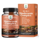 Advanced Mushroom Complex Capsules - 10X Lions Mane Supplement Capsules with Reishi, Chaga, Maitake & Shiitake for Brain Health Memory Support & Focus - Nootropic for Mental Clarity - 60 Count