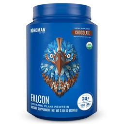 BIRDMAN Falcon Vegan Protein Powder Organic, Stevia & Sugar Free, Plant Based Protein, Low Carb, Dairy Free, Keto, Non Whey Protein, Probiotic, Pea Protein | Chocolate Flavor - 37 Servings - 2.64lb