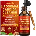 Liposomal Candida Cleanse Drops 2000mg - 20-in-1 Candida Detox for Women & Men with Caprylic Acid, Oregano, Black Walnut & Wormwood – Yeast Detox, Gut & Colon Support, Digestive & Immune, 2 Fl Oz
