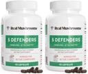 Real Mushrooms 5 Defenders - Adaptogenic Mushrooms Complex with Chaga, Reishi, Turkey Tail, Maitake & Shiitake for Wellness Support - Mushroom Beta Glucan Capsules - 90 Count (Pack of 2)