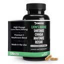 Lions Mane Mushroom Complex - 5300 mg Adaptogenic Blend for Memory, Focus and Immune Support - 5 in 1 Lionsmane, Chaga, Maitake, Shiitake and Reishi Extract - Nootropic Mushroom Supplement Capsules