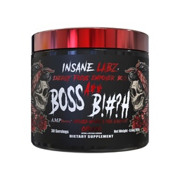 Insane Labz Boss A** B!#?h Preworkout Made by Women for Women with Collagen, Raspberry Ketones, Beta-Alanine, Caffeine for Insane Energy and Maximum Performance(30 Servings, Cherry)