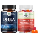 Bundle of DHEA Supplement for Hormone Balance, Mood Stability, Brain Function - Dehydroepiandrosterone and Vitamin D3 Gummies for Daily Wellness with 2000IU per Serving Bone Muscle & Immune Support