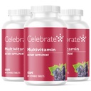 Celebrate Vitamins Bariatric Multivitamin Chewable, Iron Free - Post Gastric Bypass & Sleeve Gastrectomy Supplement for Men & Women - Essential Minerals & Vitamin A, B, D & E - Grape (180 Tablets)
