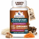 Cordyceps Mushroom Supplement Capsules - 1,500mg Organic Mushroom Complex for Wellness, High Potency 40% Beta-Glucans, Immune Support Supplement for Energy & Stamina Booster, 120 Count