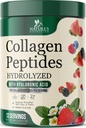 Collagen Peptides Powder 20g - Hydrolyzed Type 1 & 3 Berry Flavor Collagen Powder - Biotin, Hyaluronic Acid, Vitamin C - Hair, Skin, & Nails Support Supplement for Women & Men - Bottled in USA, 10.5oz
