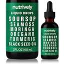 Soursop Natural Drops, Soursop Bitters Liquid Drops, 𝐒oursop Seamoss Moringa Oregano Turmeric Black Seed Oil | Natural, Sugar & Gluten Free | 2 Fl OZ (1)