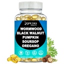 Wormwood Black Walnut Clove Cleanse for Humans Softgels, 9-in-1 Gut Cleanse & Digestive Supplement w. Clove, Oregano, Soursop & Pumpkin for Elimination Detox, Max Absorption丨Non-GMO, Vegan, 120 Counts