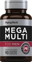 Piping Rock Men's Multivitamin | 90 Caplets | Mega Vitamin and Mineral Complex | Daily Support Supplement | with Vitamin C, D, Magnesium, Zinc | Non-GMO, Gluten Free
